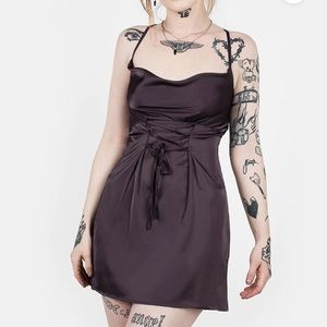 Disturbia cowl corset look purple dress